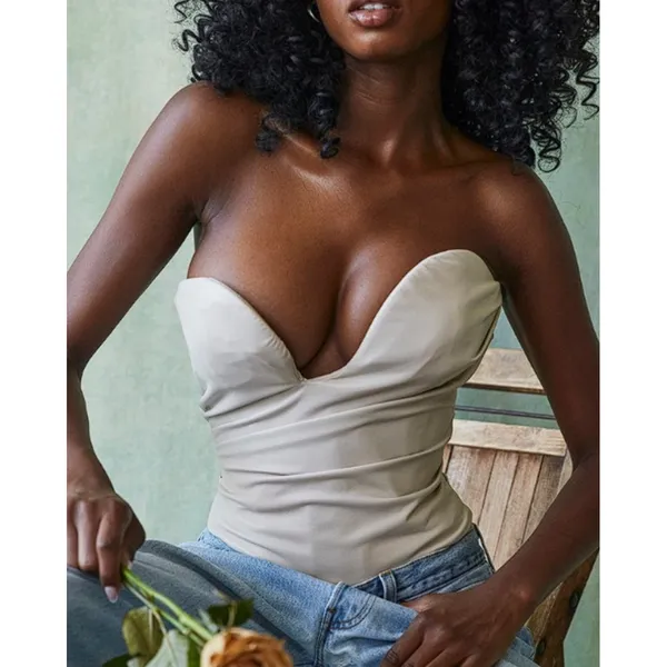 NWT House of CB 'Saffira' Fog Plunge Vegan Leather Corset Sz Small SOLD OUT $135 - Image 2