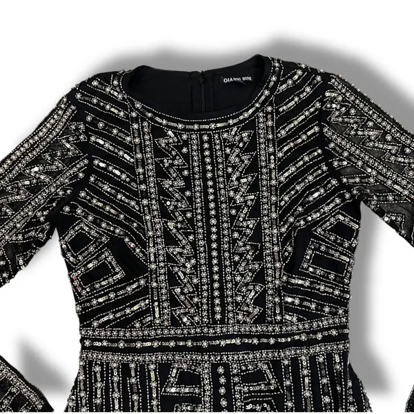 Gianni Bini Black Dani Pearl Silver Sequin Dress size 0 - Image 11