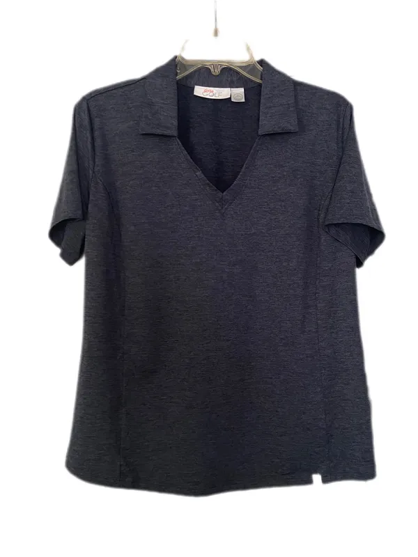 Guru Golf Heather Navy Golf Shirt Short Sleeve Johnny Collar Size Large - Image 2