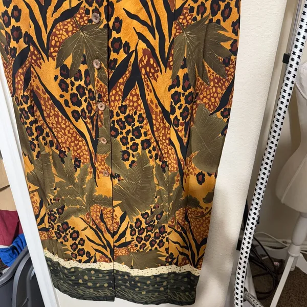 Vintage 90s Olivia Rose Sz 16 Midi Dress Safari Jungle animal print‎ Sleeveless - Image 4