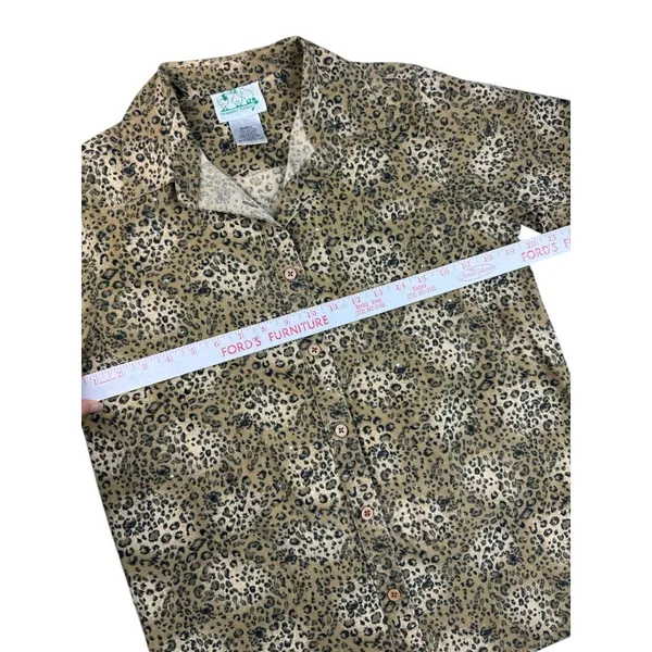 Vintage Leopard Print Rhinestone Button Up Shirt Quacker Factory Animal Print Sm - Image 4