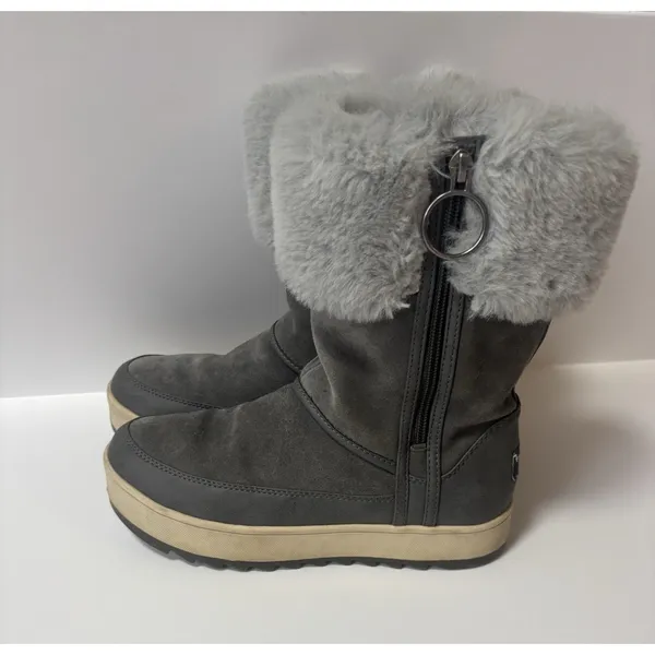 Koolaburra by UGG Womens Grey Suede Faux Fur Zip Winter Boots 1105889‎ Size 6 - Image 3