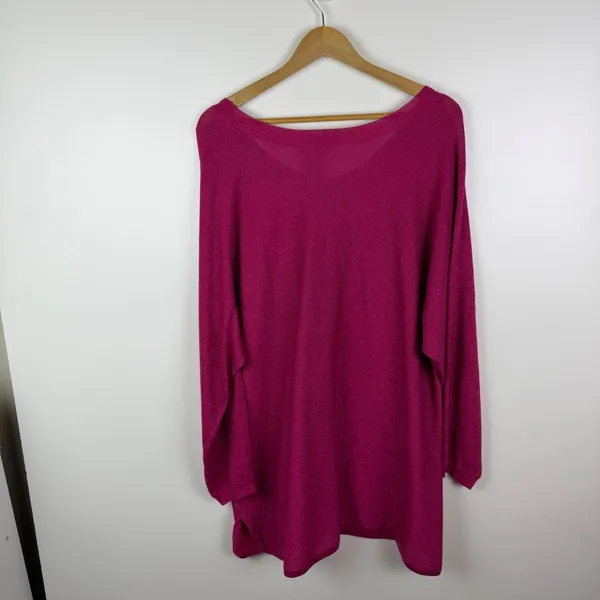 Catherines Pink Metallic Shimmer Knit Scoop Neck Sweater Size‎ 1X Stretch Comfy - Image 3