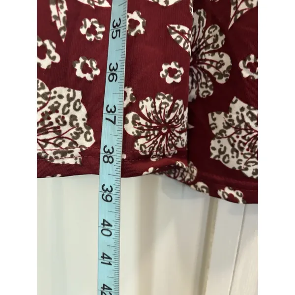 R&B Collection Floral Midi Dress‎ Size 3XL 3/4 Sleeve Scoop Burgundy/Cream Boho - Image 3