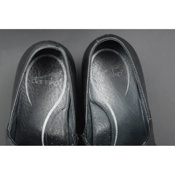 Dansko Leather Clogs Women 40 Black Brown Good Two Tone Slip On Block Heel - Image 10