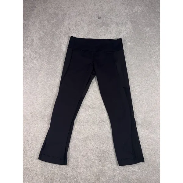 lululemon black mesh panels 4 cropped leggings capri - Image 2