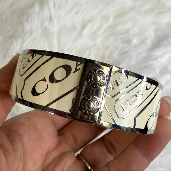 y2k Coach Cream Silver Bangle Bracelet - Image 2