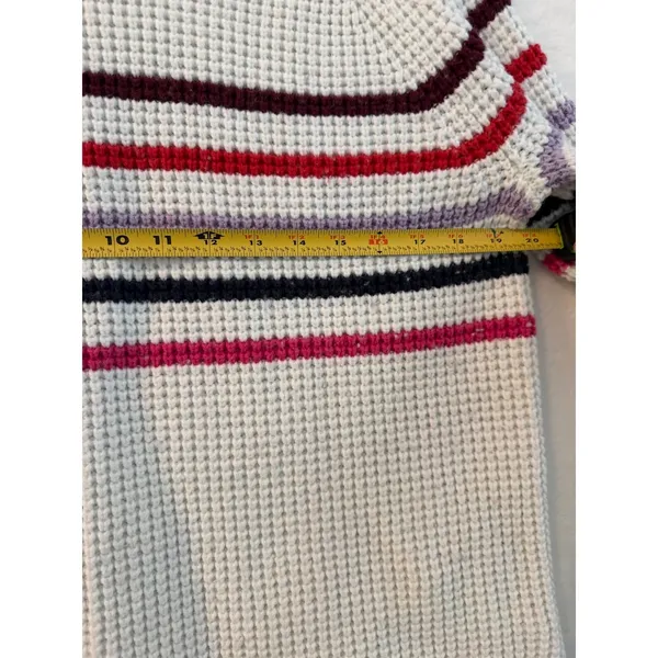 Marine Layer Waffle Knit Sweater Womens‎ XL White Striped Raglan Pullover Cotton - Image 6