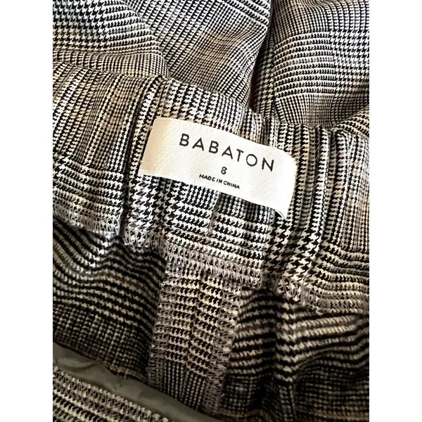 Aritzia Babaton Conan Pants Cropped Gray Check High Rise Pull On Plaid Size 8 - Image 6