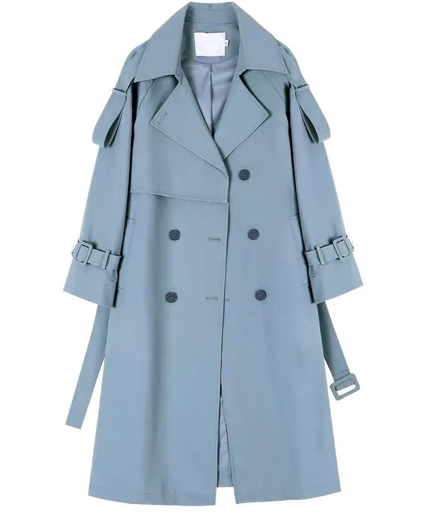 Women Coat Blue Size L - Image 2
