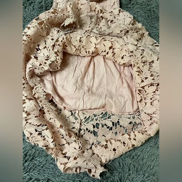 ASTR The Label Joyce Linen Blend Lace Midi Dress Blush Size Small (See Details) - Image 6