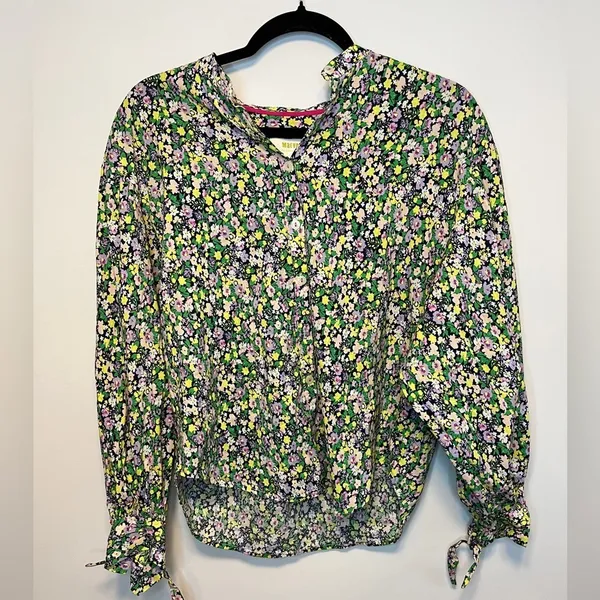 Anthropologie Maeve Ashleigh Puff-Sleeved Button Down Ditsy Floral Blouse - Image 10