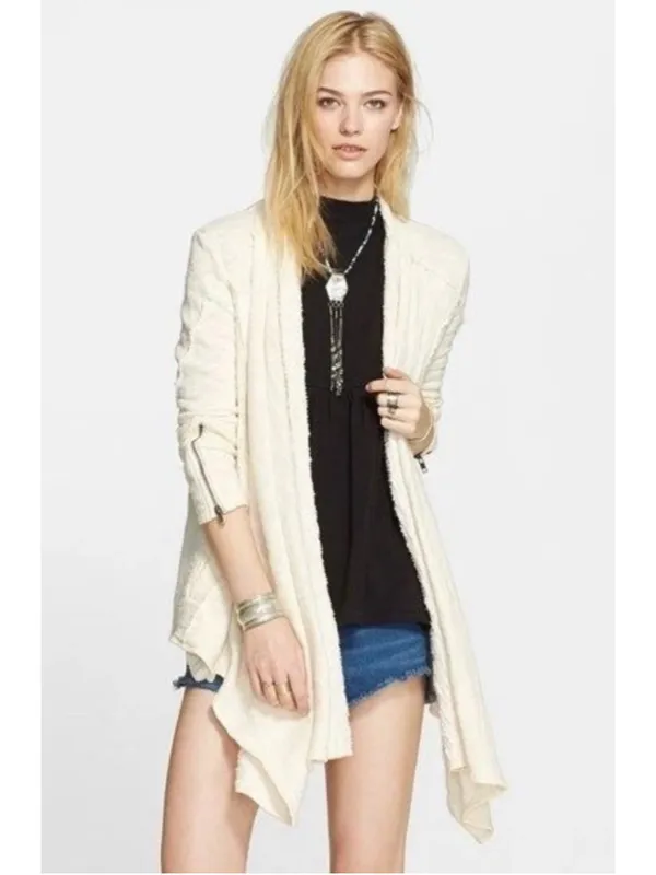 Free People In the Loop Waterfall Cardigan Size M (24” PTP) Ivory - Image 7