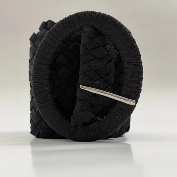 Woven Belt OS Black Wide Braided Elastic Round Buckle 40" Capsule Mnimali - Image 3