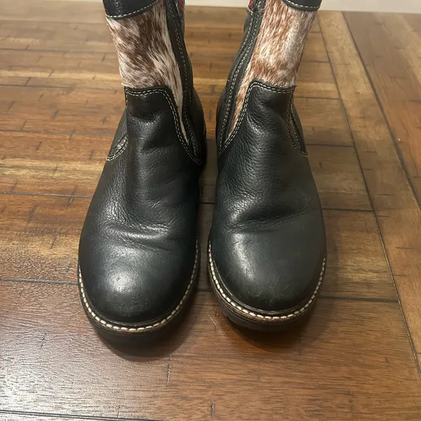 Martino Made in Canada Leather Ankle Boots Cowhide Panels Womens 8 - Image 8