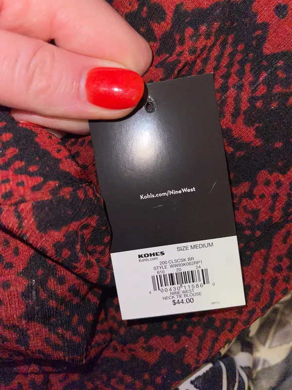 Nine West Red And Black Snakeskin Long Sleeve Blouse - Image 4