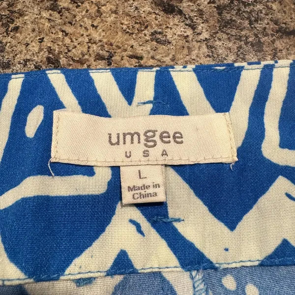 Umgee Pants Wide Leg Crop Boho Tropical Summer Casual Eclectic Blue Size Large - Image 2