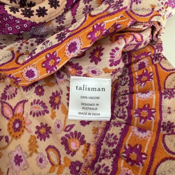 Talisman Boho Floral Paisley Maxi Duster Orange Purple M/L Whimsy Fairy Romantic - Image 9