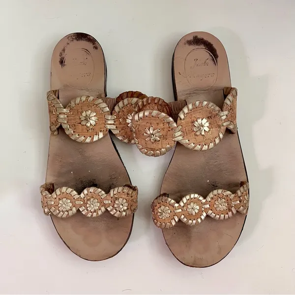 Jack Rogers Tan and Gold Lauren Sandals - Image 2