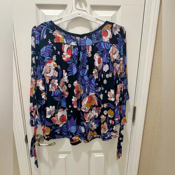 Free People Tropical Floral Print 3/4 Sleeve Blouse Size Small - Image 4