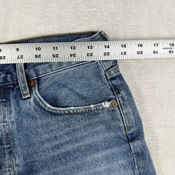 AGOLDE Parker High Rise Cut Off Organic Cotton Denim Shorts Blue 26 A026C-1141 - Image 4