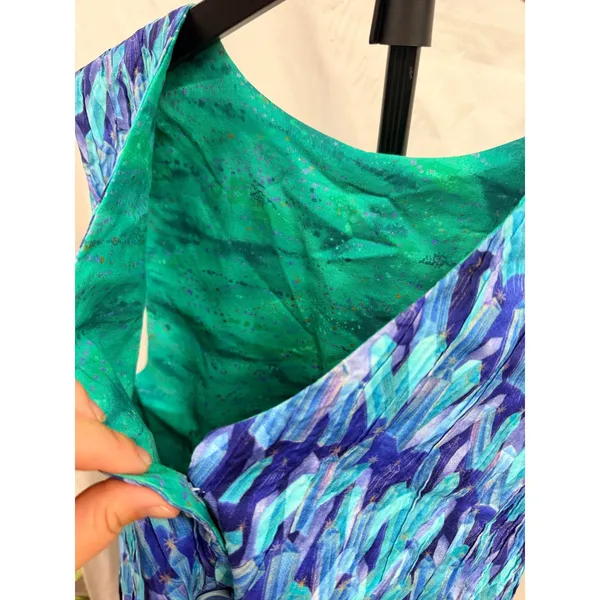 VIntage Handmade Whimsical Celestial Print Vest Blue Purple Star Embroidered - Image 4
