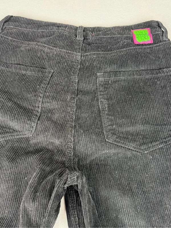 Empyre Tori Corduroy Pants Womens 5 Black Baggy Wide Leg Y2K Skater Grunge - Image 5