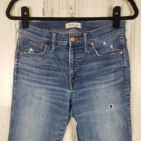 Madewell Distressed Blue Denim 9" High Rise Skinny Jeans Women's Size 28 - Image 2