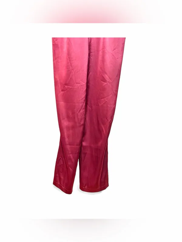 Lulus Women’s Touch of Heaven Burgundy Satin Sleeveless Jumpsuit size Large - Image 9