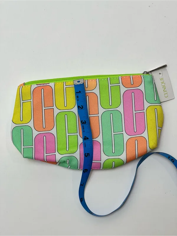 Clinique Neon Green-Zip Multicolor Logo Pouch - Image 4