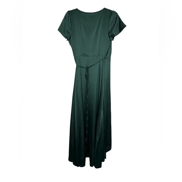 💚 Baltic Born Green Satin Flutter‎ Sleeve Wrap Maxi Dress M 💚 - Image 6