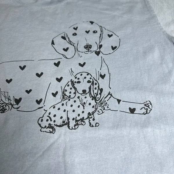 Crewneck short sleeve T-shirt 100% cotton, dog & pup California Boho adorable - Image 2