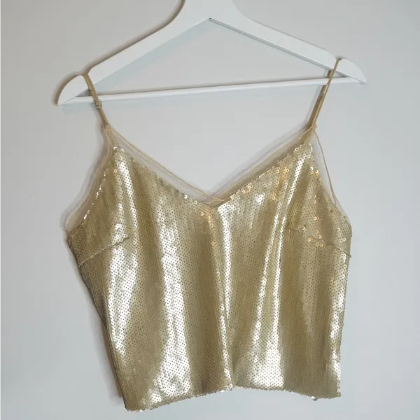 Forever 21 Sequin Crop Top-Gold - Image 3