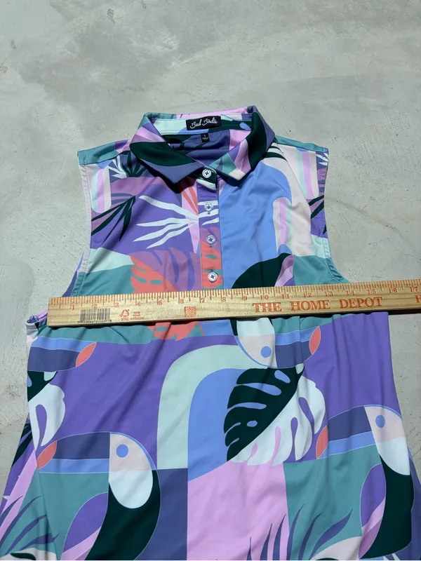 Bad Birdie Tropical Sleeveless Polo Lavender & Mint large - Image 6