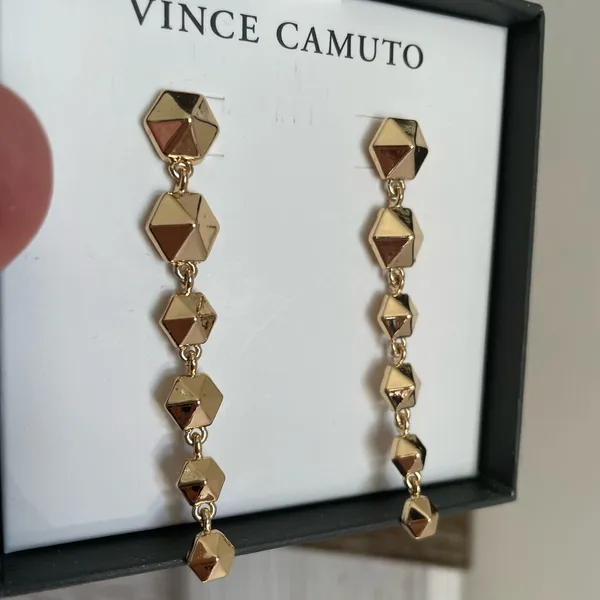 Vince Camuto Gold Pyramid Drop Earrings - Image 4