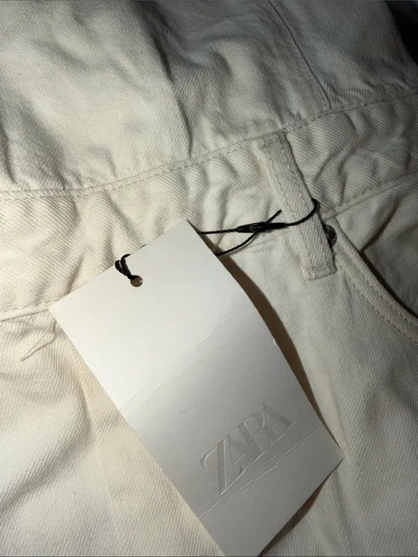 NWT ZARA Bloggers Fave TRF DENIM STRAPPY JUMPSUIT Ecru XXL - Image 10