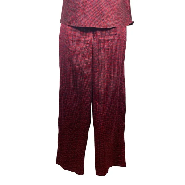 Victoria's Secret VTG Red Black Satin Feel Sleeveless Elastic Waist Pant Set S 90s - Image 4
