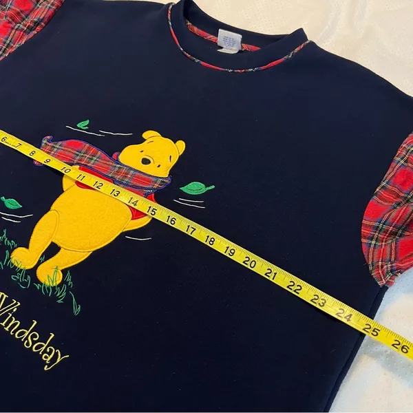 Vintage 90s Pooh Bear Nightgown One Size Happy Windsday Flannel Sleeves Blue - Image 11
