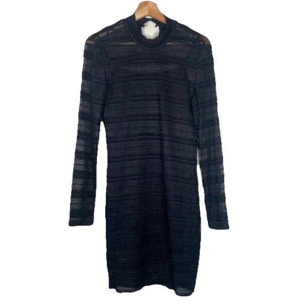 Bardot Mia Mesh Slip Mini Black Size 10 Bodycon Textured Cocktail‎ Dress Party - Image 2