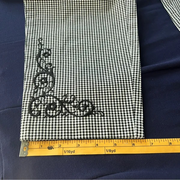Petite Sophisticate Gingham‎ Stretch Cotton High Rise Embroidered Crop Pant 10 - Image 13