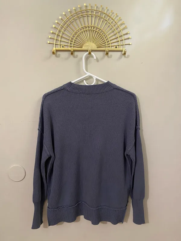 Moon & Maddison Ribbed Knit Sweater in Slate Blue - Image 2