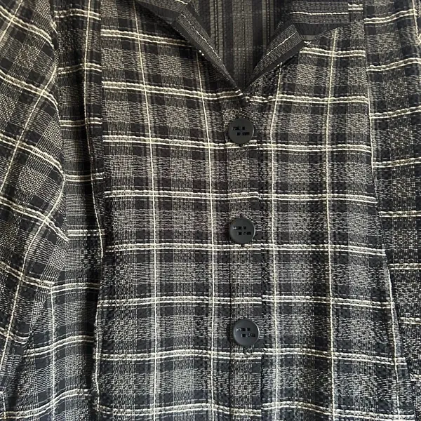 Habitat Black White Chunky Button Plaid Textured Jacket Cardigan Top Size L - Image 4