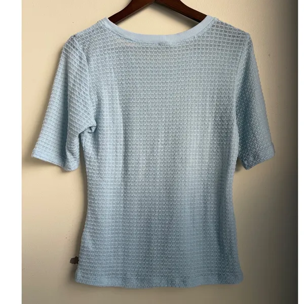 Pilcro and the Letterpress Light Blue Textured Waffle Knit Short Sleeve Top L - Image 2