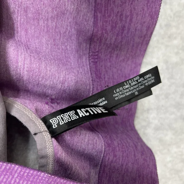 Victoria's Secret PINK Size L Sports Bra Purple Ombre Logo Racerback Seamless - Image 6
