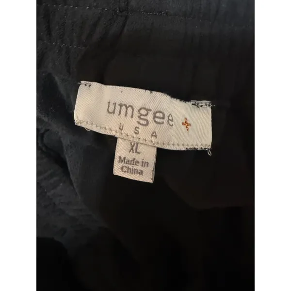 Umgee Black Velour Cropped Pants XL Boho Ruffle Hem Wide Leg - Image 5