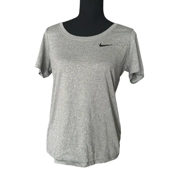 Casual Comfy Stretch Nike Women's Classic Dri-fit Gray Short Sleeve Gym T-Shirt - Image 3