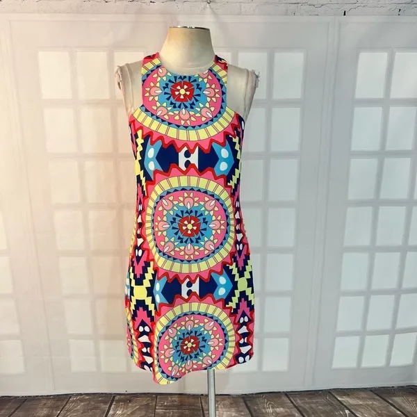 Annie Griffin silk kaleidoscope colorful summer dress size medium - Image 2