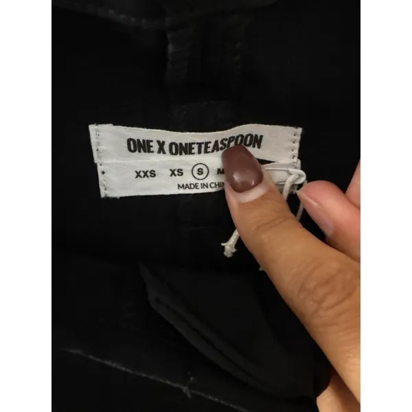 One Teaspoon Sz Small Black High Rise Skinny Fit Pleated Paperbag Trouser Pants - Image 2