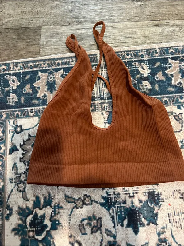 Free people intimately seamless Rust Brown Ribbed Halter Bralette - Image 5