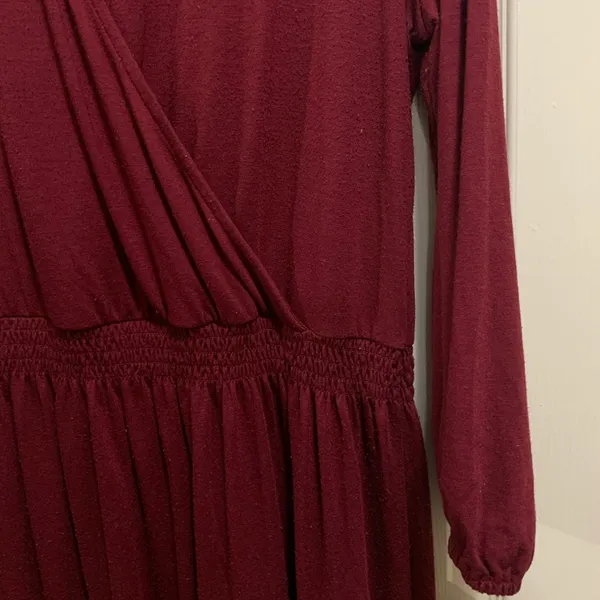 Old Navy maroon wrap dress size XXL Tall long sleeve knee length business - Image 3